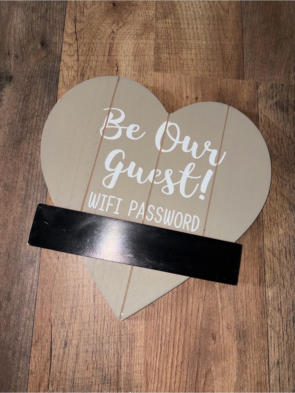 Heart-Shaped WiFi Password Sign - Beige and Black
